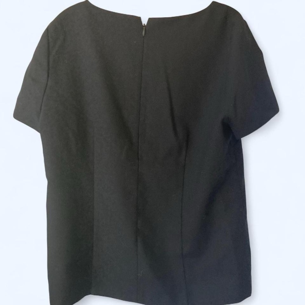 J Crew Blue navy blue short sleeve beaded blouse 10 - Picture 2 of 4